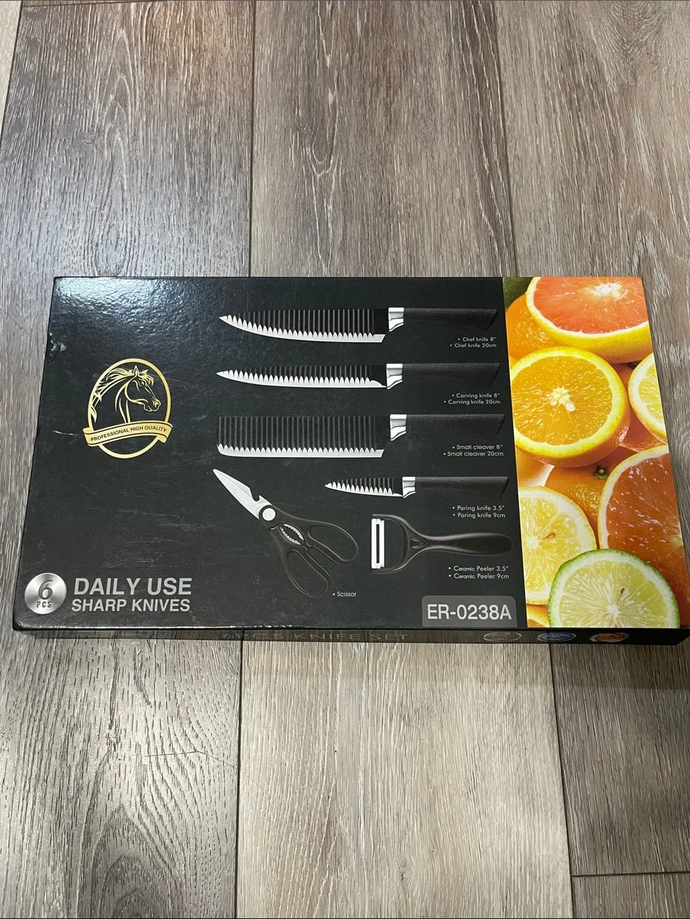 6-Piece Serrated Knife and Peeler Set with Black Handles